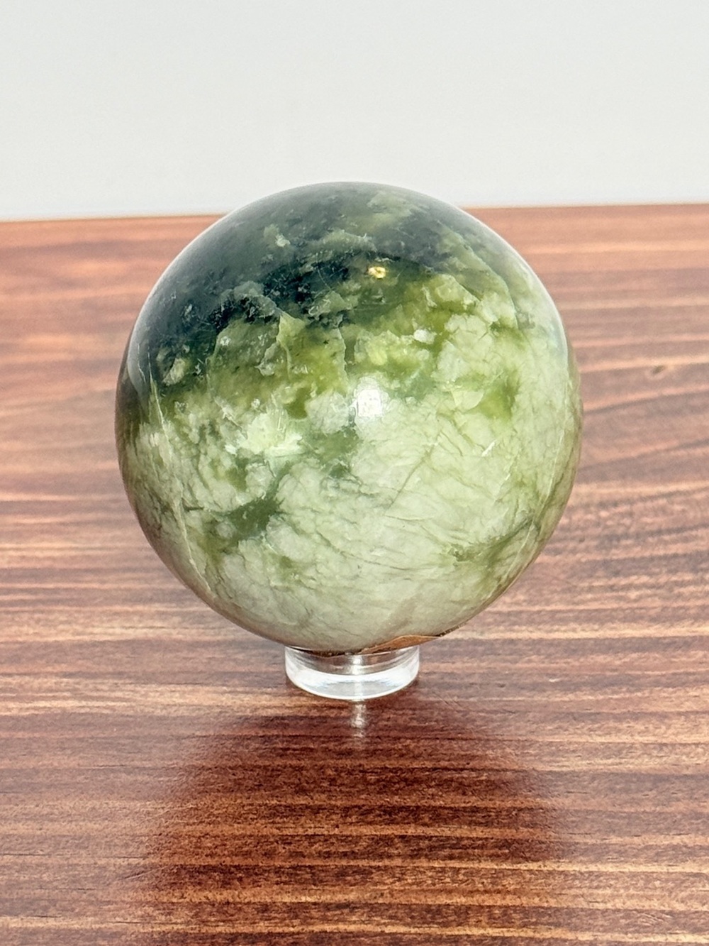 Natural Nephrite Jade Sphere – Rich Green Orb– 8oz (227g) 54mm Collector Display